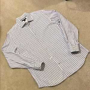 Banana Republic Men's Blue and White Striped Dress Shirt